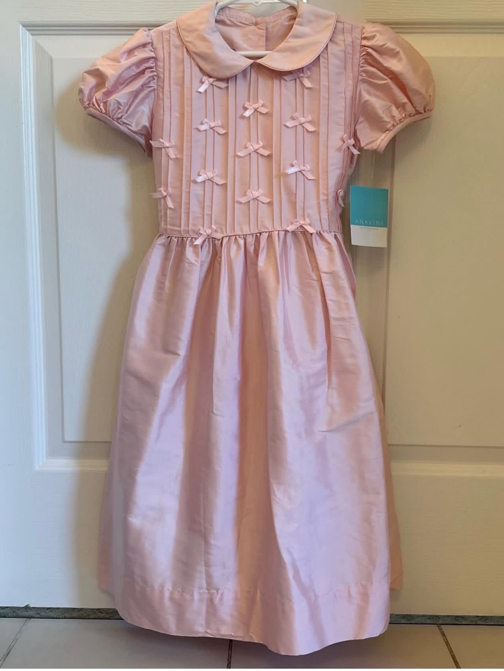 NWT Anavini pink silk bow dress size 6
